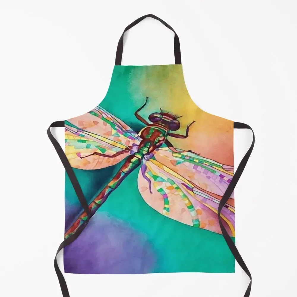 

Dragonfly art Watercolor Apron professional hairdresser Christmas gift Woman Kitchen Chef jacket men Apron