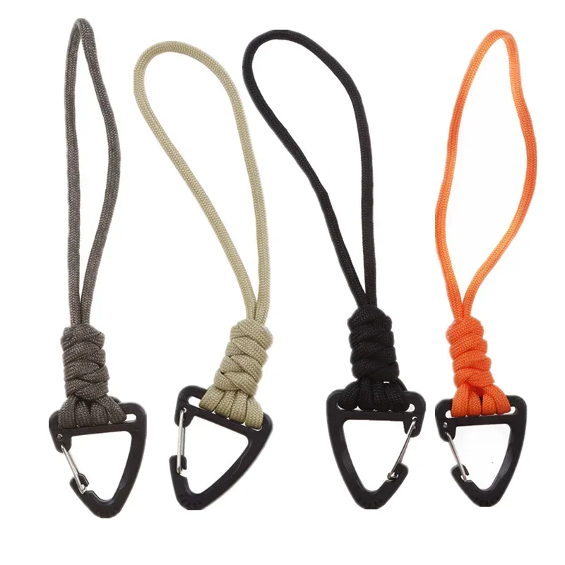 Mulitifunctional Carabiner Keychain Handmade Braided Water Bottle Lanyard Outdoor Emergency Paracord Cord Key Holder Gift