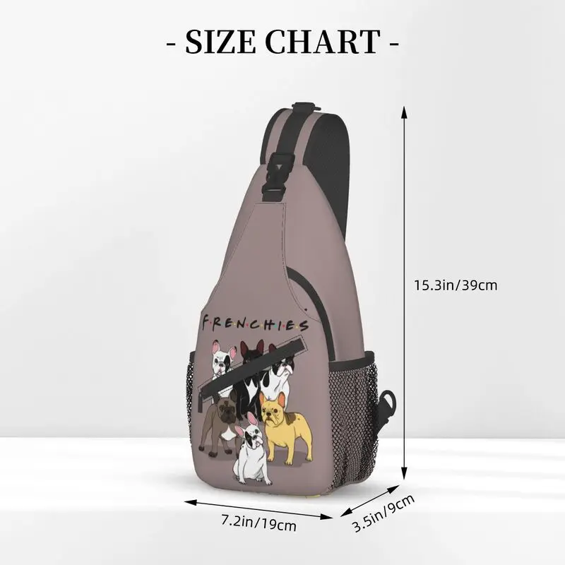 Frenchies-mochila de Bulldog Francés para hombre, bolso cruzado en el pecho, informal, para perros y animales, para acampar y ciclismo