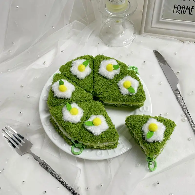 1개 귀여운 삼각형 천층 케이크 음식 플러시 키체인 만화 인형 펜던트 카와이 백팩 장식 선물