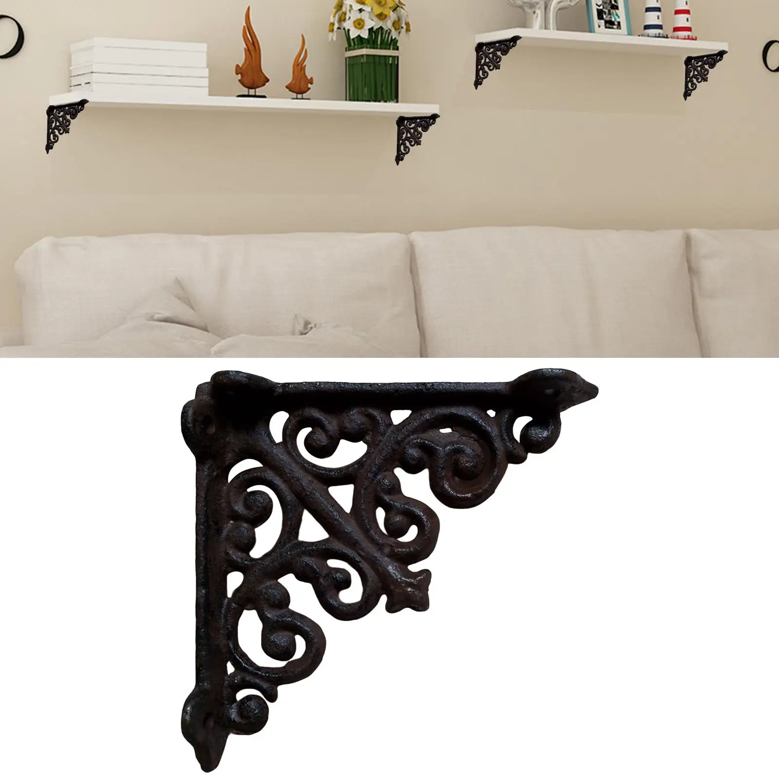 Cast Iron Shelf Brackets Furniture Heavy Duty Metal Wall Mounted  Shelving Bracket Support Holder Hardware Multi-functional