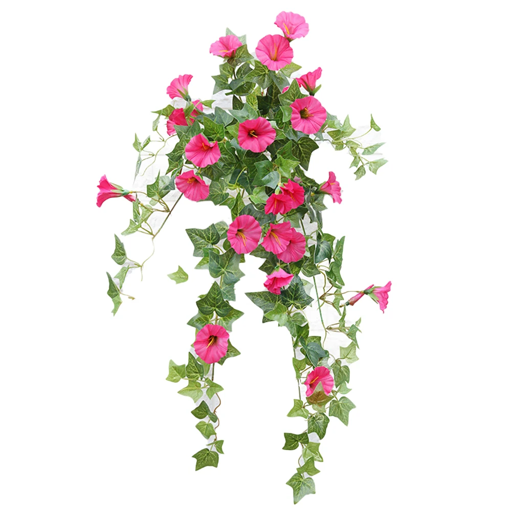 Artificial Vines Morning Glory Hanging Plants Fake Green Plant Home Garden Wall Fence Outdoor Wedding Hanging Baskets Decor