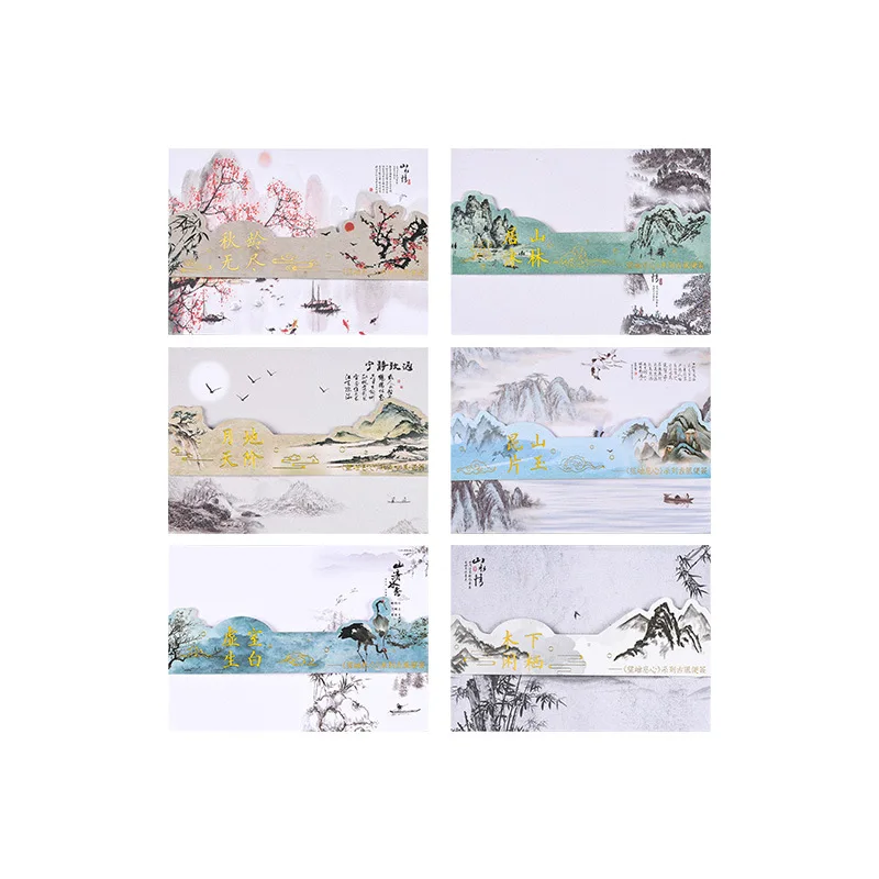 60pcs Chinese style and ancient style material notebook, notebook, decorative note paper, non stick landscape painting material