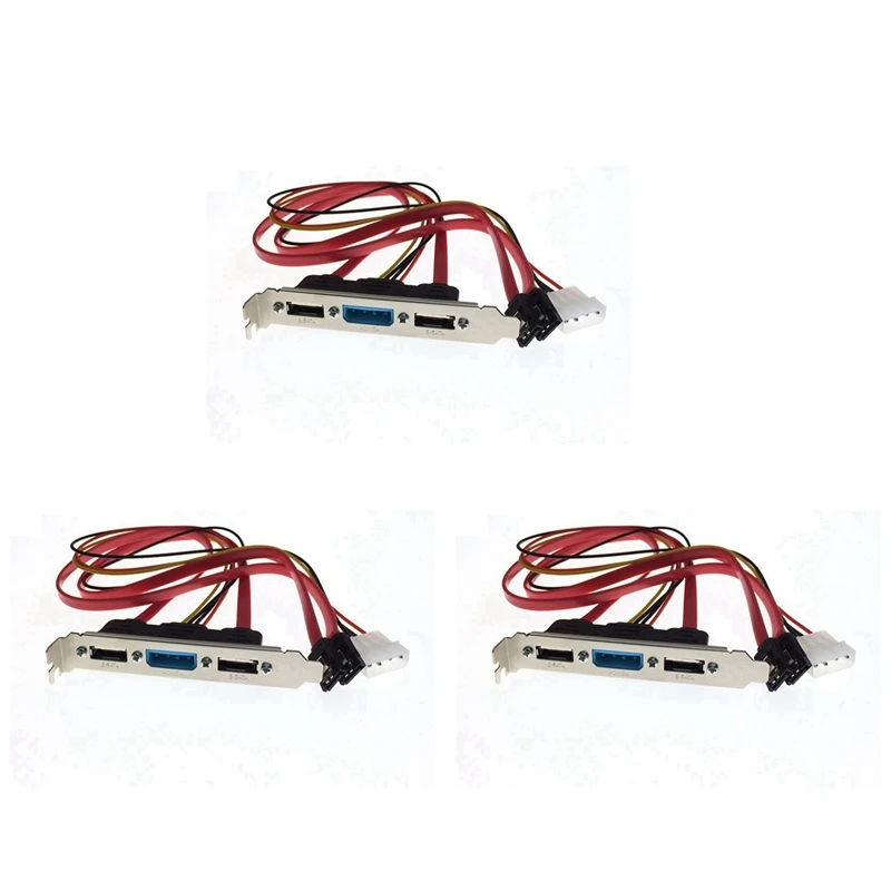 

3X PC DIY SATA To ESATA And 4Pin IDE Molex Power PCI Bracket Slot Cable Full-Height Profile For External Hard Drive