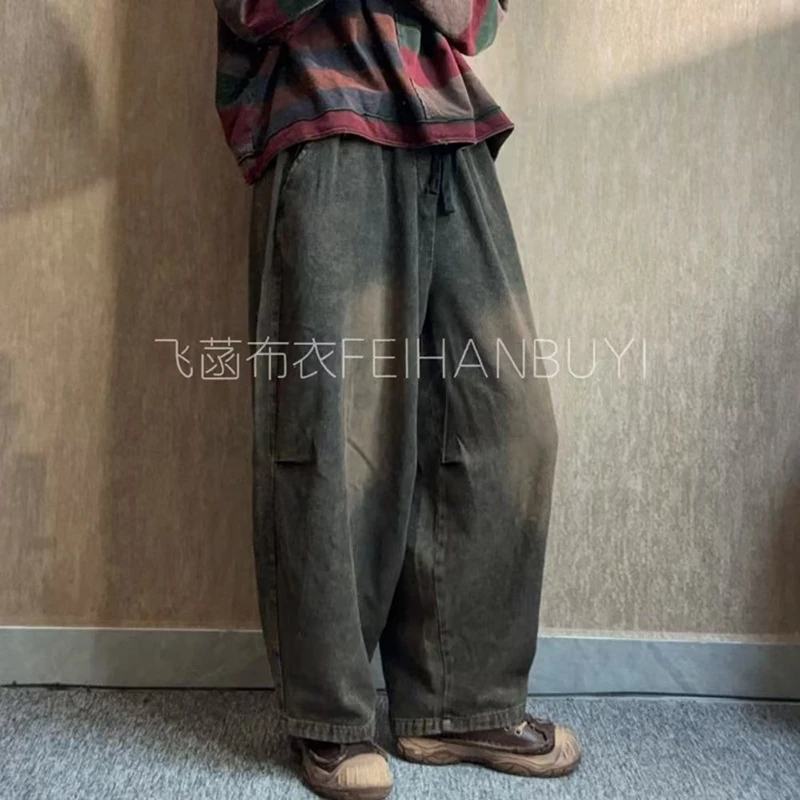 

Весна-Осень 2026: Новинка! Женские джинсовые брюки-галифе из хлопка, длиной до щиколотки, с эластичным поясом, повседневные, свободные, винтажные, модель F69