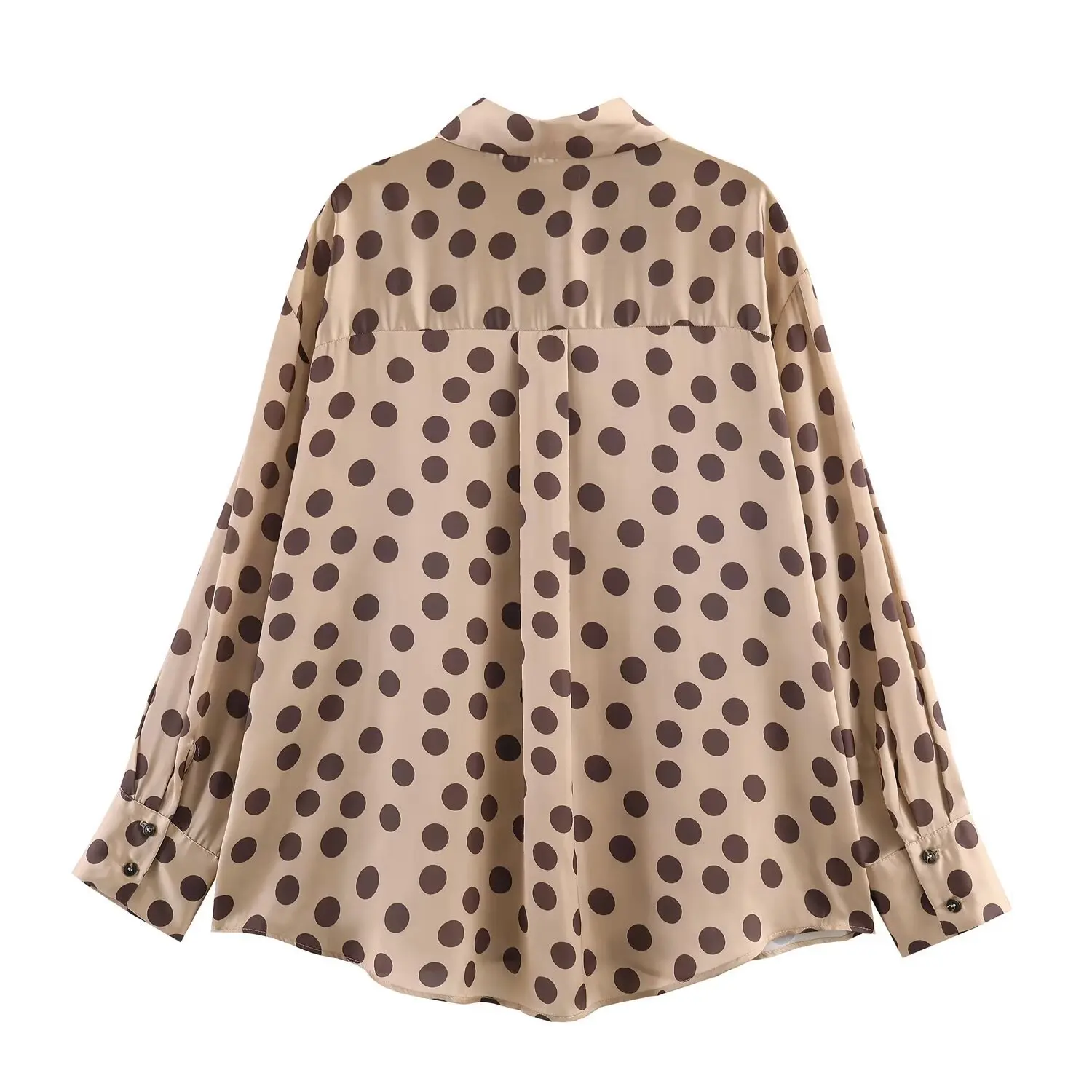 Women's silk satin textured polka dot shirt