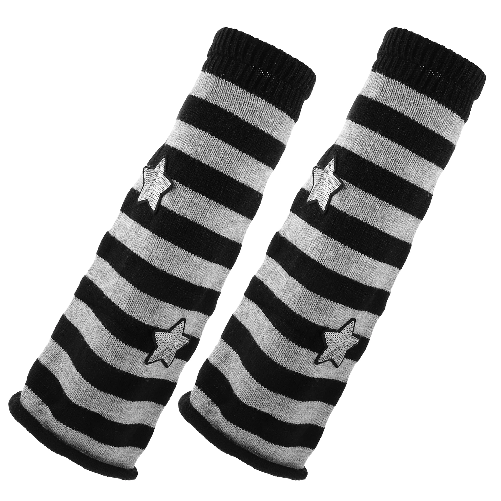 

Five-pointed Star Knitted Socks Stripe Leg Warmers for Women Winter Wool Fleece Lined Legs Trumpet Fuzzy