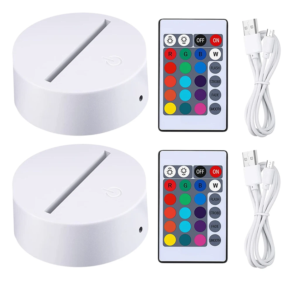 

2 set 2 Sets Changing Led Light Night Lamp Display Stand Touch Control Household Decor For Bedroom Office