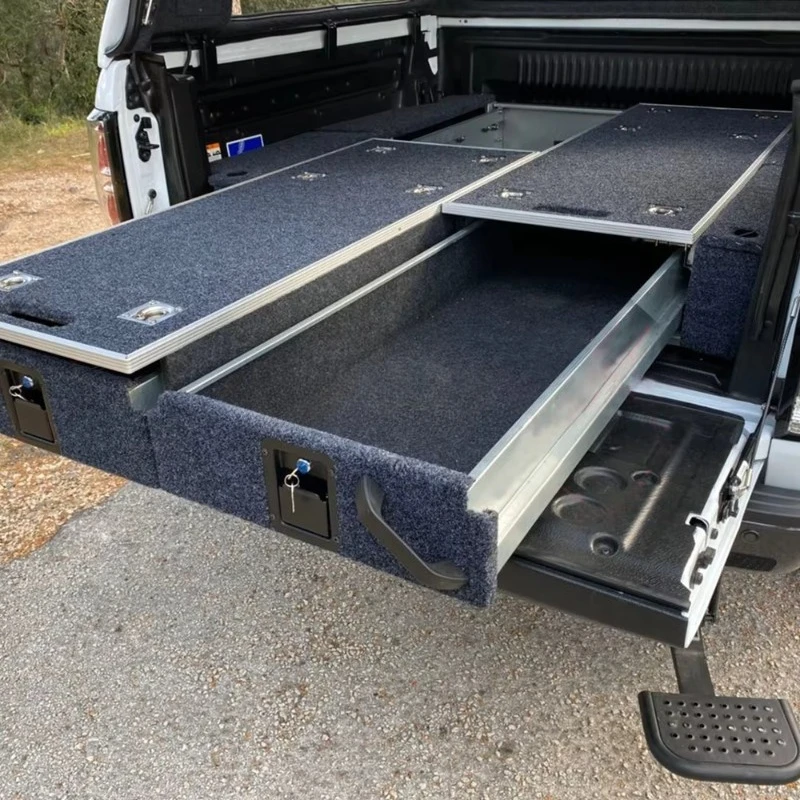Outdoor camping solo toolbox with drawers for truck cargo slide out with flanks