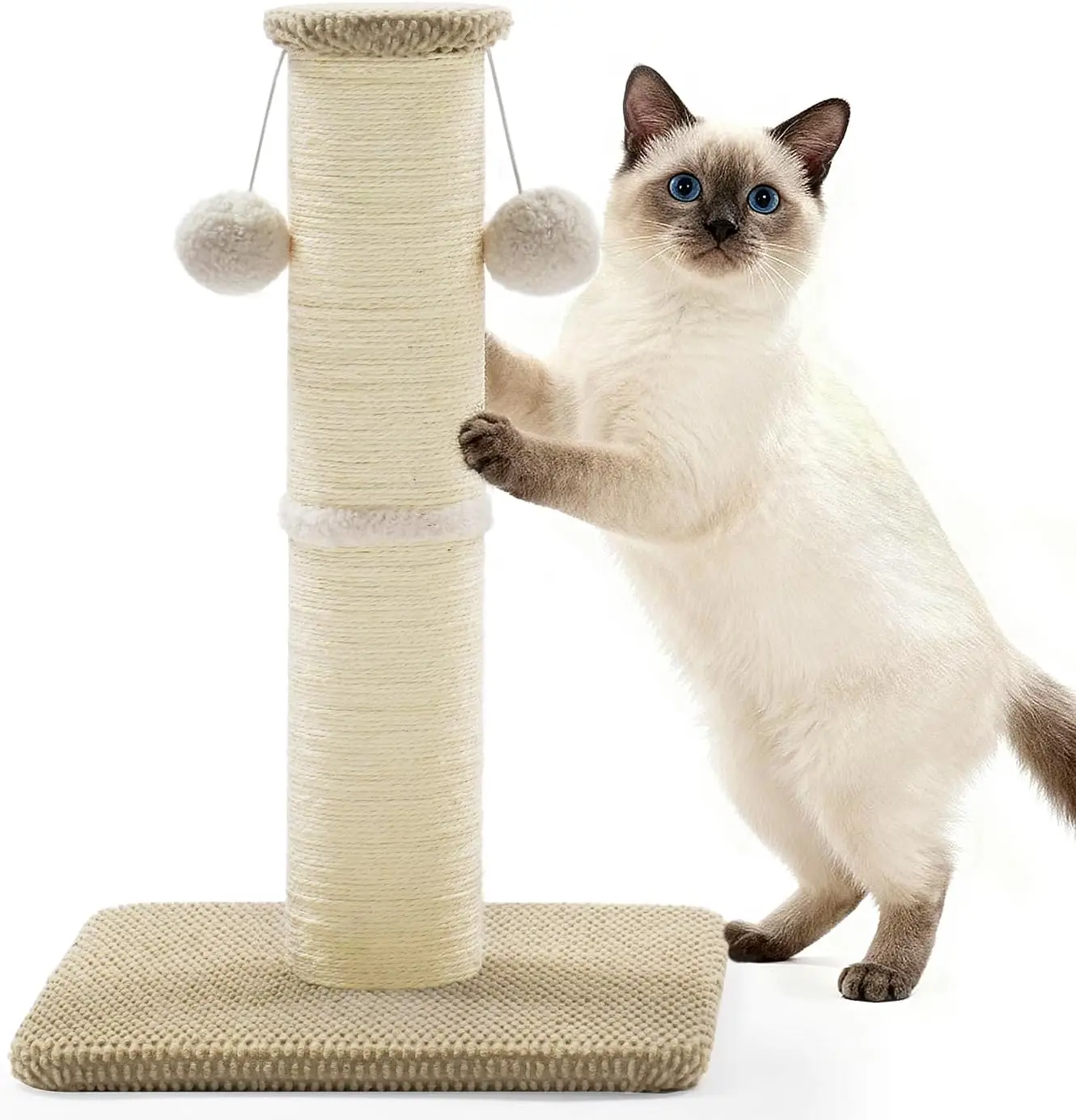 

Когтеточка для кошек Made4Pets Tall, 23,6 дюйма, из натурального сизаля, с подвесными шариками, усиленная и более толстая