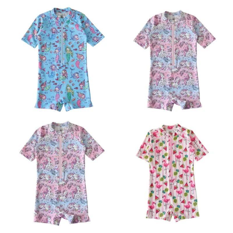 

Детские купальники для девочек 1-7 лет: Новые цельные купальники с мультяшным принтом, быстросохнущие, с защитой от высыхания, для горячих источников. Детские купальные костюмы.