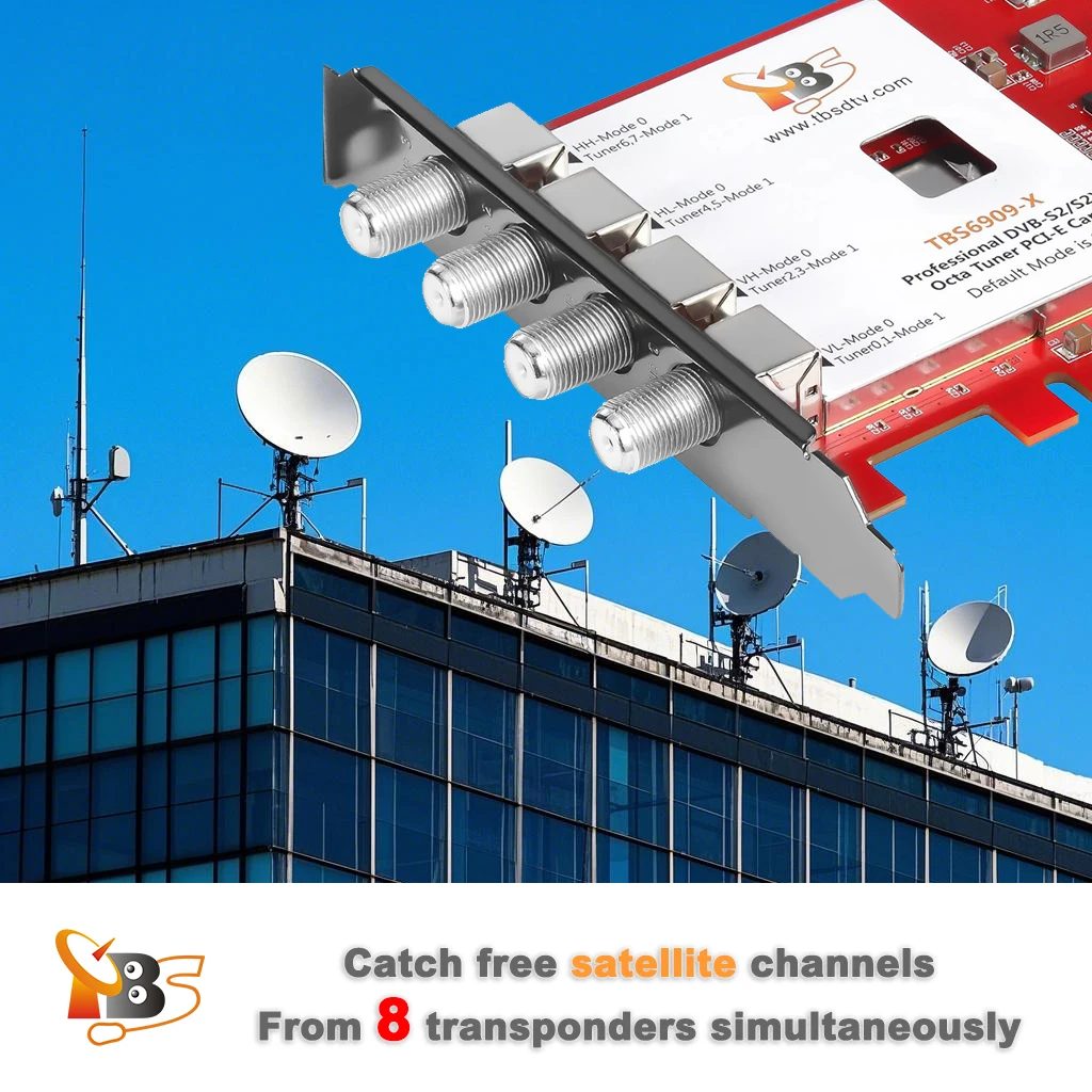

Gold seller TBS6909-X V2 DVB-S2X/S2/S 8 Tuner Card Digital Satellite Receiver Streaming Card FTA DVB-S2X PCIe Card