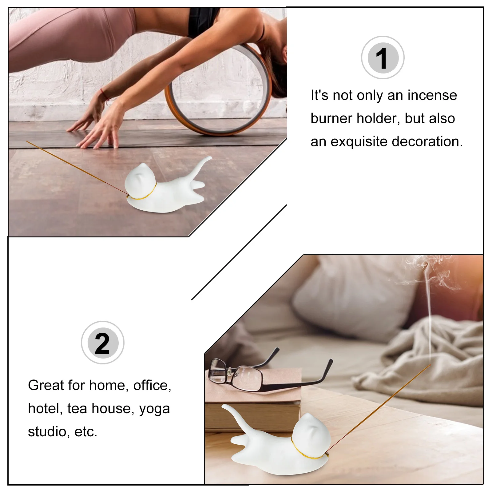 

Ceramic Cat Incense Burner Cartoon Tea Pet Ornament Mini Incense Holder Home Decor Stylish Unique Classy Lovely Design