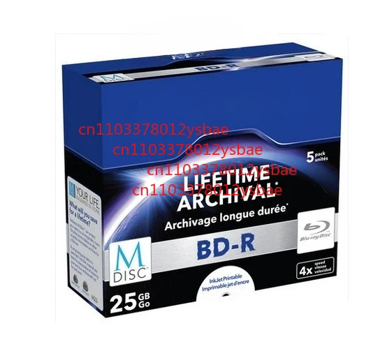 5Pcs FOR Verbatim  MDisc M-Disc Blu Ray BDR Blu-Ray Disc BD-R 25GB Lifetime Archival Injet Printable 4X Archivage Longue Duree
