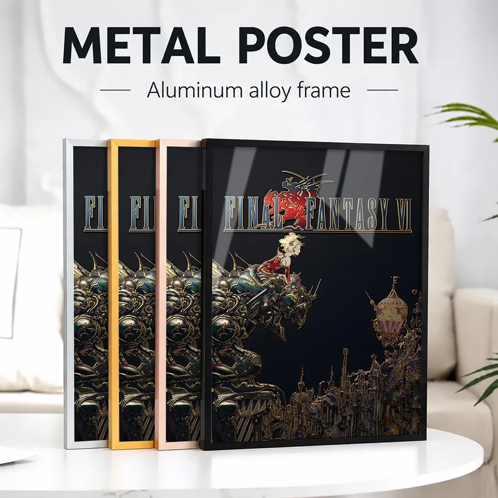 Final Fantasy VI Terra On Magitek Armor Framed Metal Print Customized Photo Mythic Character Style Wall Art For Collector Room