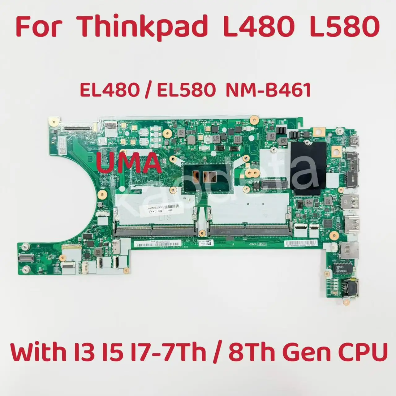 NM-B461 Mainboard For Thinkpad L580 L480 Laptop Motherboard with CPU I3 I5 I7 7TH/8TH  UMA FRU: 01LW269 01LW343 02DC327 01LW351