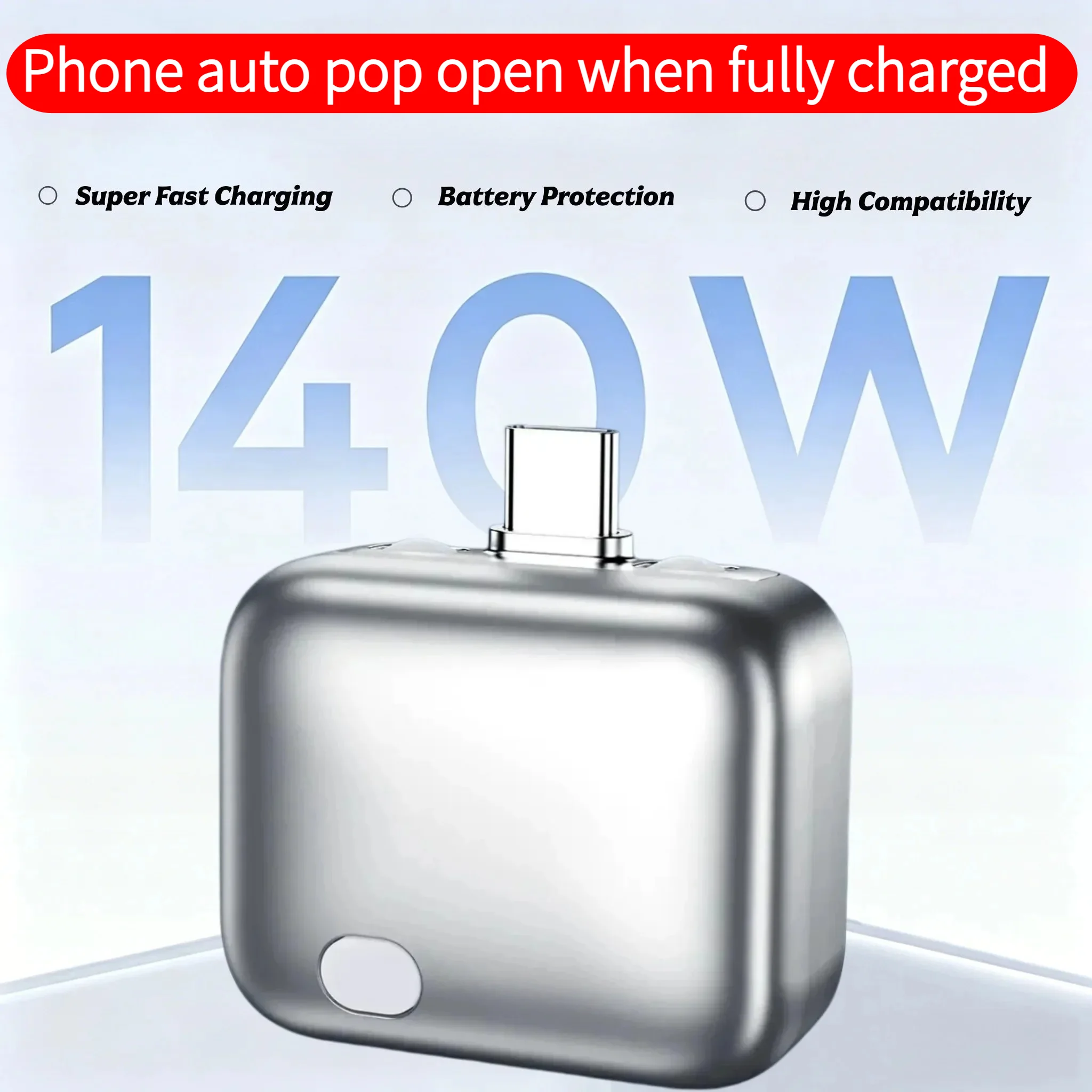 140W Smart Full Charge Self-Cut Type-C Adapter, Universal Auto Disconnect for Night Charging, Overcharge Prevention Separator