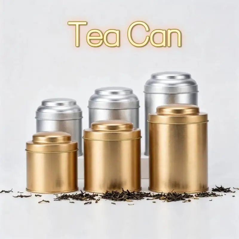 Airtight Dual Lids Round Tea Tins Canister Rust Resistant Metal Container for Kitchen Pantry Tea Coffee Spice Storage