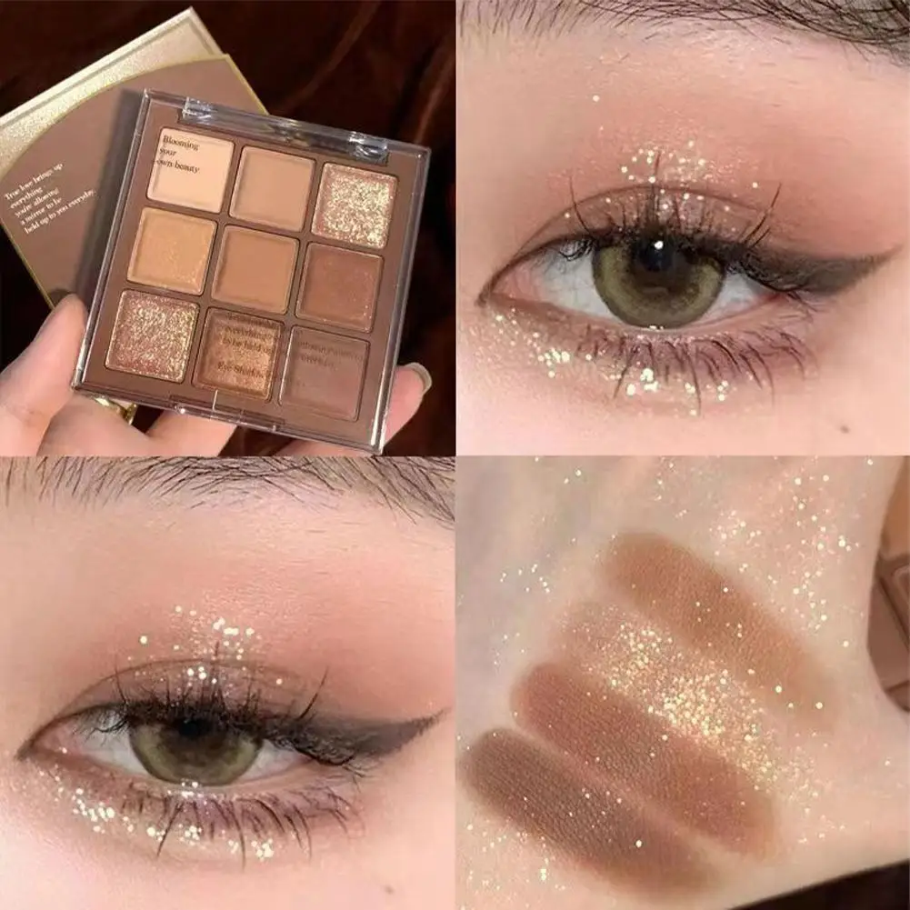 Negen Kleuren Oogschaduwpalet Chocolade Melkthee Oogschaduw Matte Oogschaduw Glitter Langdurige Waterdichte Oogschaduw Make-Up