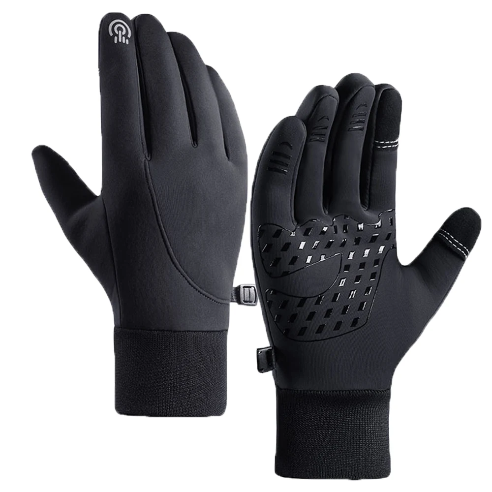 Guanti invernali Dita intere Guanti da sci antiscivolo impermeabili antivento per ciclismo all\'aperto Moto Nero Grigio Touch Screen