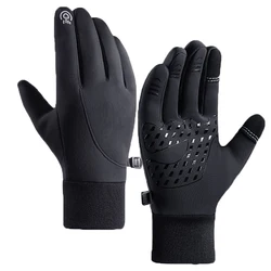 Luvas de inverno dedos completos à prova dwindproof água à prova de vento ao ar livre ciclismo motocicleta preto cinza tela sensível ao toque anti-deslizamento luva de esqui