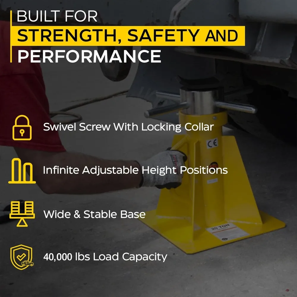 حامل مقبس لولبي دوار 20 طن شديد التحمل بسعة 40000 رطل لمعدات الشاحنات والمقطورات RVs