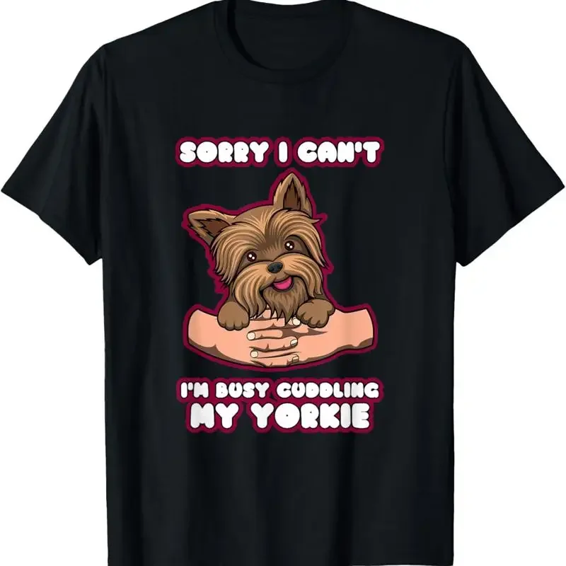 Cuddling My Cute Yorkie Funny Yorkshire Terrier T Shirt