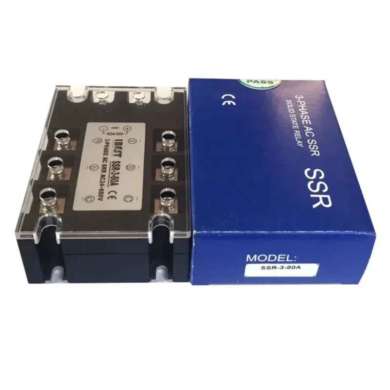 80A Three 3 Phase DC AC Solid State Relay SSR  DC3V/5V/12V/24V/32V Control AC220V/380V/480V CE Approved