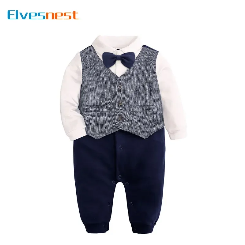 Gentleman Newborn Baby Clothes Boys Rompers Cotton Long Sleeve Baby Boy Clothes Spring & Autumn Infant Rompers 0-24 Months