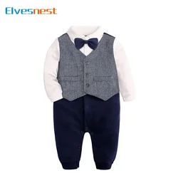 Gentleman Newborn Baby Clothes Boys Rompers Cotton Long Sleeve Baby Boy Clothes Spring & Autumn Infant Rompers 0-24 Months