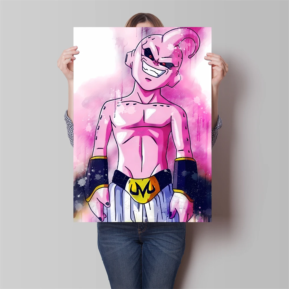 Póster impreso en lienzo de Anime, figuras de Dragon Ball Z, Majin Buu Beerus, decoración de pared para el hogar, habitación, Bar, pintura artística, Retro clásico japonés