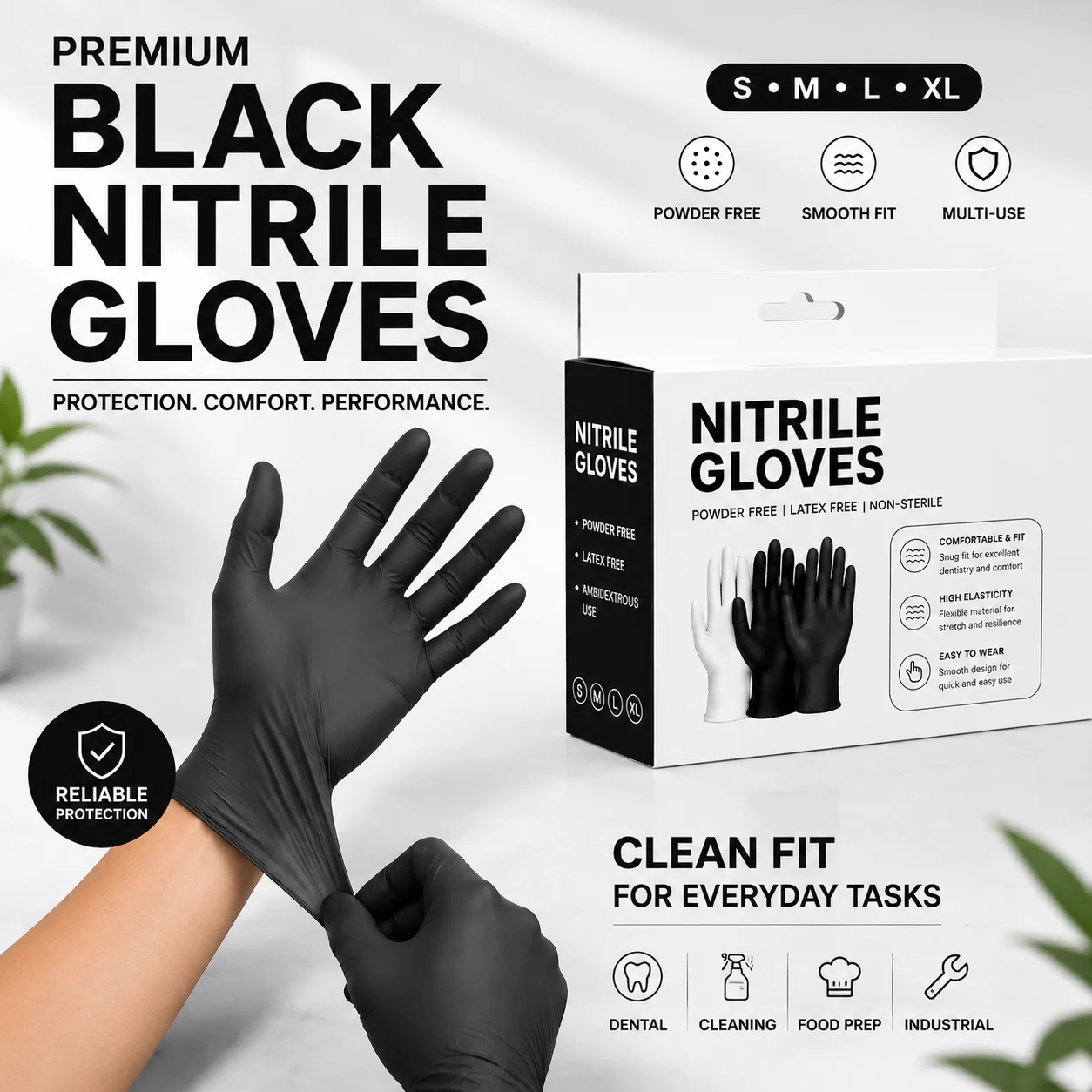 10/20PCS Black Nitrile Gloves Disposable Powder Free Latex Free Ambidextrous Food Safe Cooking Kitchen Restaurant Catering Prep