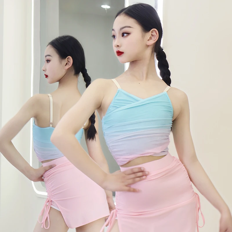 

Новое летнее тренировочное платье на бретелях для латинских девочек, детское танцевальное платье, детский комплект abiti da sera