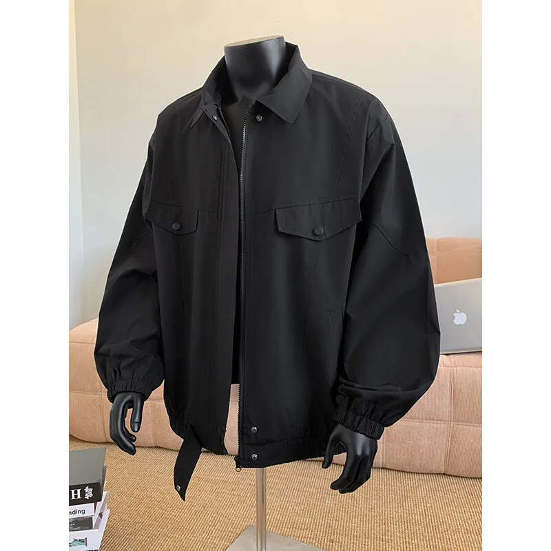 

Black Designer New In Y2k Streetwear Cargo Jackets Bomber Jackets Windbreaker Men Korean Harajuku Varsity Coats With Pockets