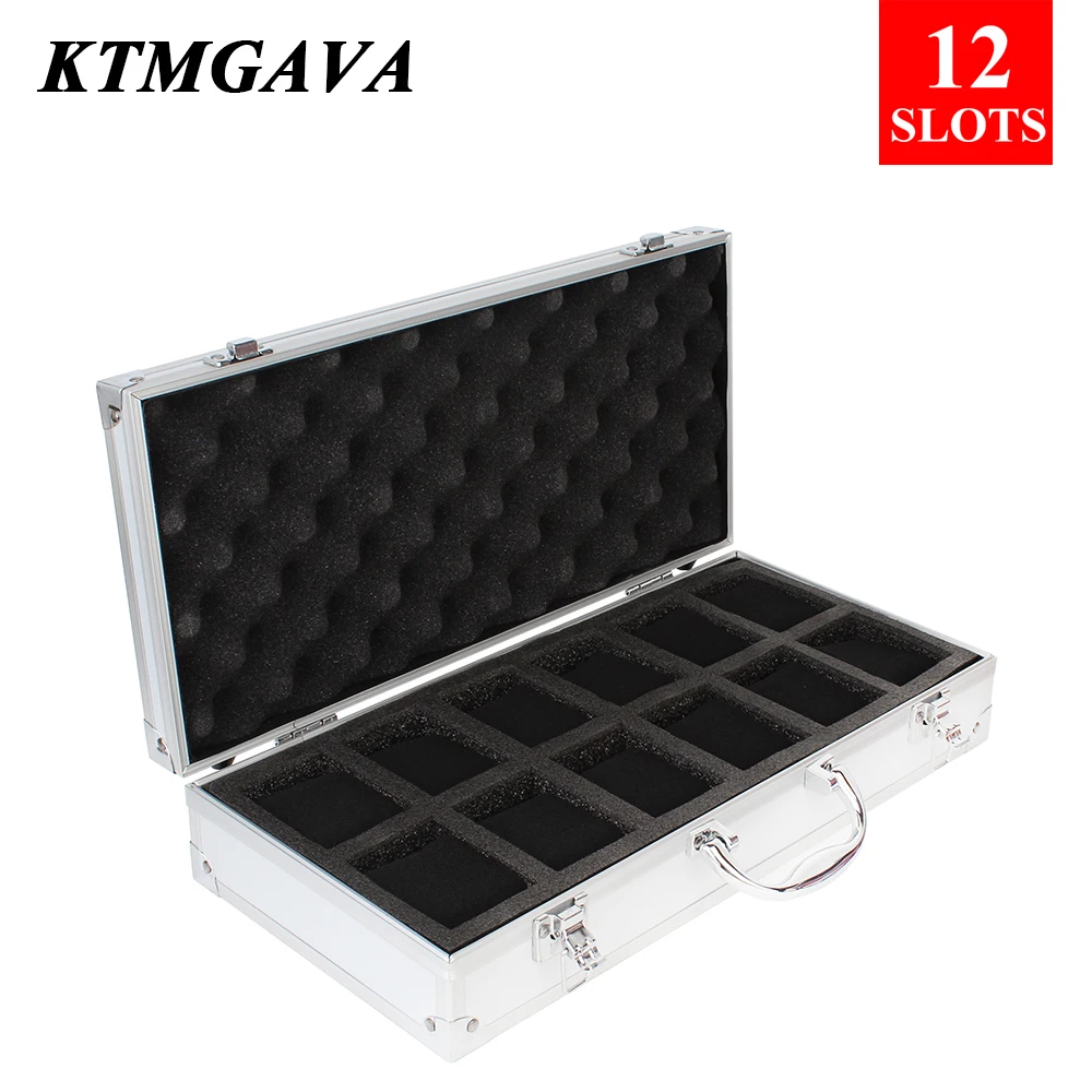 KTMGAVA 10/12/18 Grid Aluminium Legierung Schwarz Uhr Lagerung Box Schmuck Sammlung Box Tragbare Große Kapazität Uhr Box Qualität geschenk Box 6