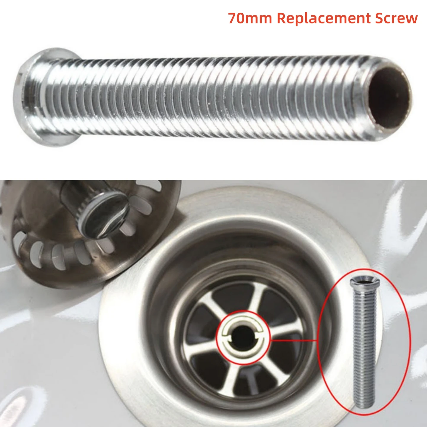70 мм винт, кухонное приспособление, аксессуары для раковины, корзина, сито, латунный винт для мусора, длинные болты для кухонной мойки, детали для кухонных стоков