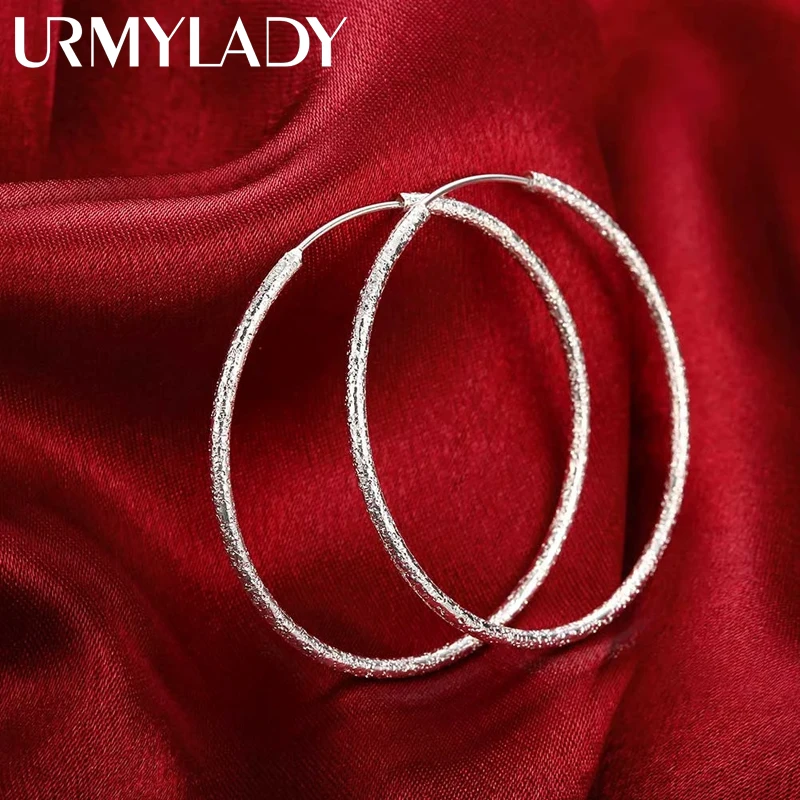 

925 Sterling silver Earring fashion desigan hoop 50MM big round circle beautiful high quality for women party Jewelry