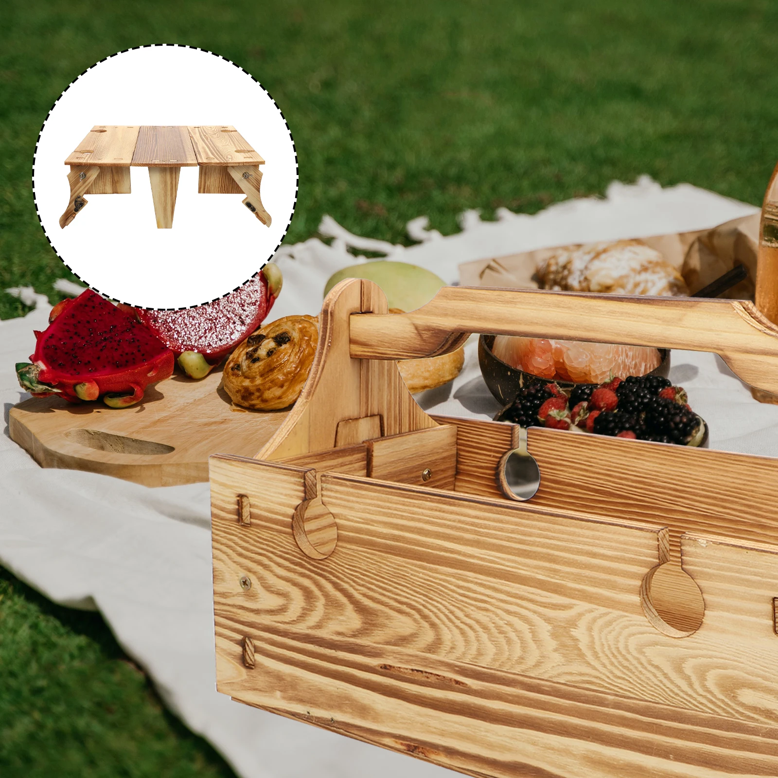 

Foldable Picnic Table Basket Convertible Camping Outdoor Folding Portable Tables