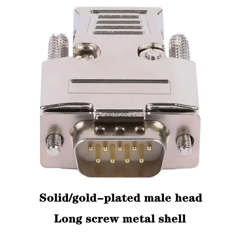 Metal Shell D-SUB9 RS232 Plug, Wire Bonding Type PLC485 Male and Female Heads, 2 Rows of 9-Pin Serial Port Heads, DB9 Connector