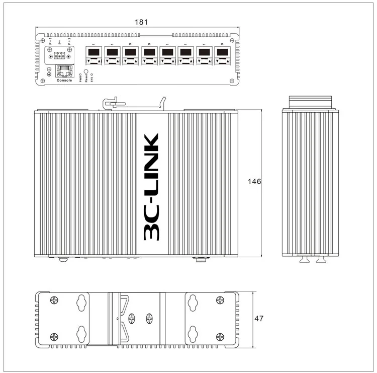 8 port 1G 10G industrial switch 6 8 port network switches SFP slots terminal industrial switch