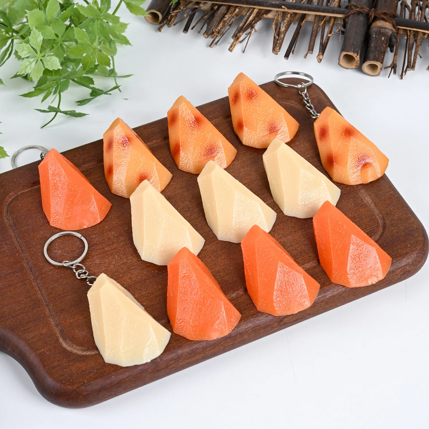 Artificial Potato Cubes Carrot Chunks Vegetable Roasted Potato Food Models Keychain DIY Accessories Desktop Decoration Craft