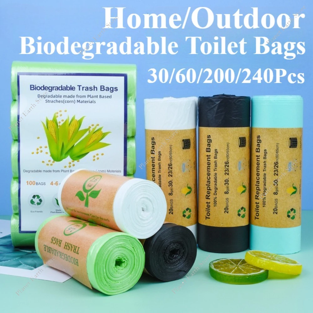 30–240 Stück tragbare Toilettenbeutel, Camping-Toilettenbeutel, biologisch abbaubare Toilettenbeutel für 1,2–13 Gallonen zerbrechliche Aufbewahrungstasche