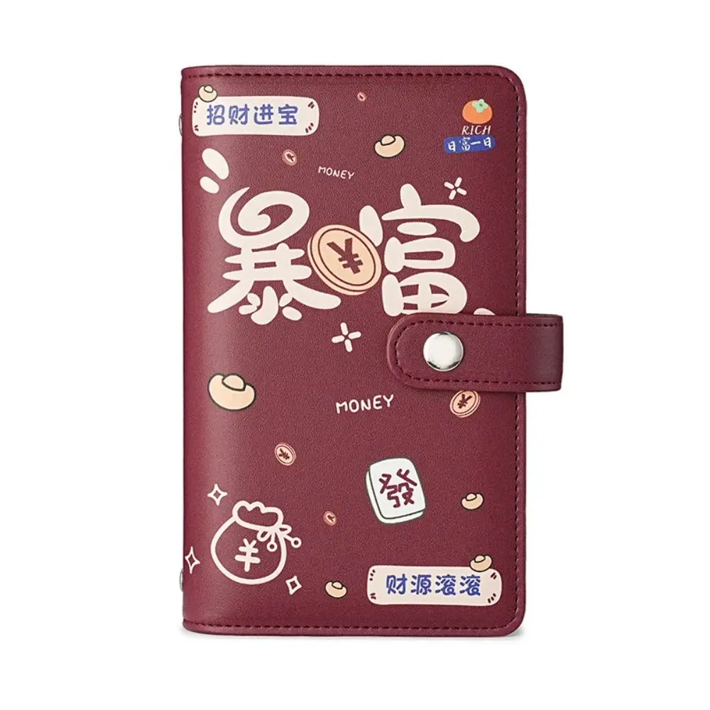 PU Leather Saving Money Binder Refillable Storage Wallet Cash Budget Binder Handbook Portable Account Book Stainless Ring Binder