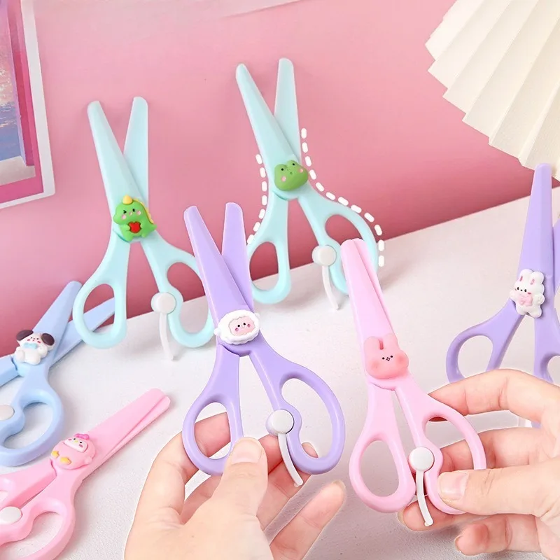 Cute Children Plastic Scissors for Handwork Making Art Tool Kits Kindergarten Kids DIY Scissors Safe Birthday Gifts