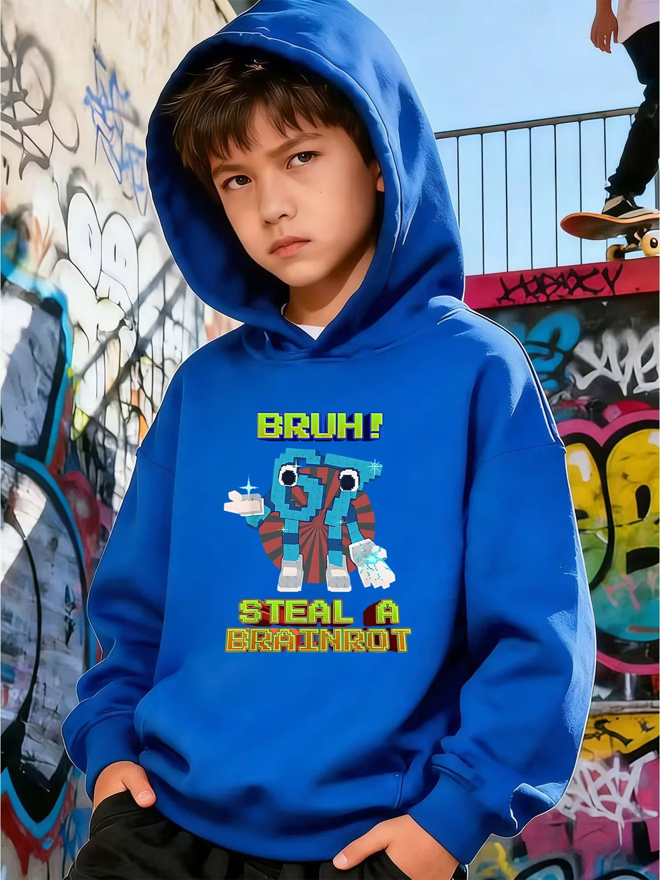 Kids Boys Girls Steal A Brainrot Bruh 67 Graphic Hoodie Black Printed Sweatshirt School Clothes Birthday Present Autumn Tops