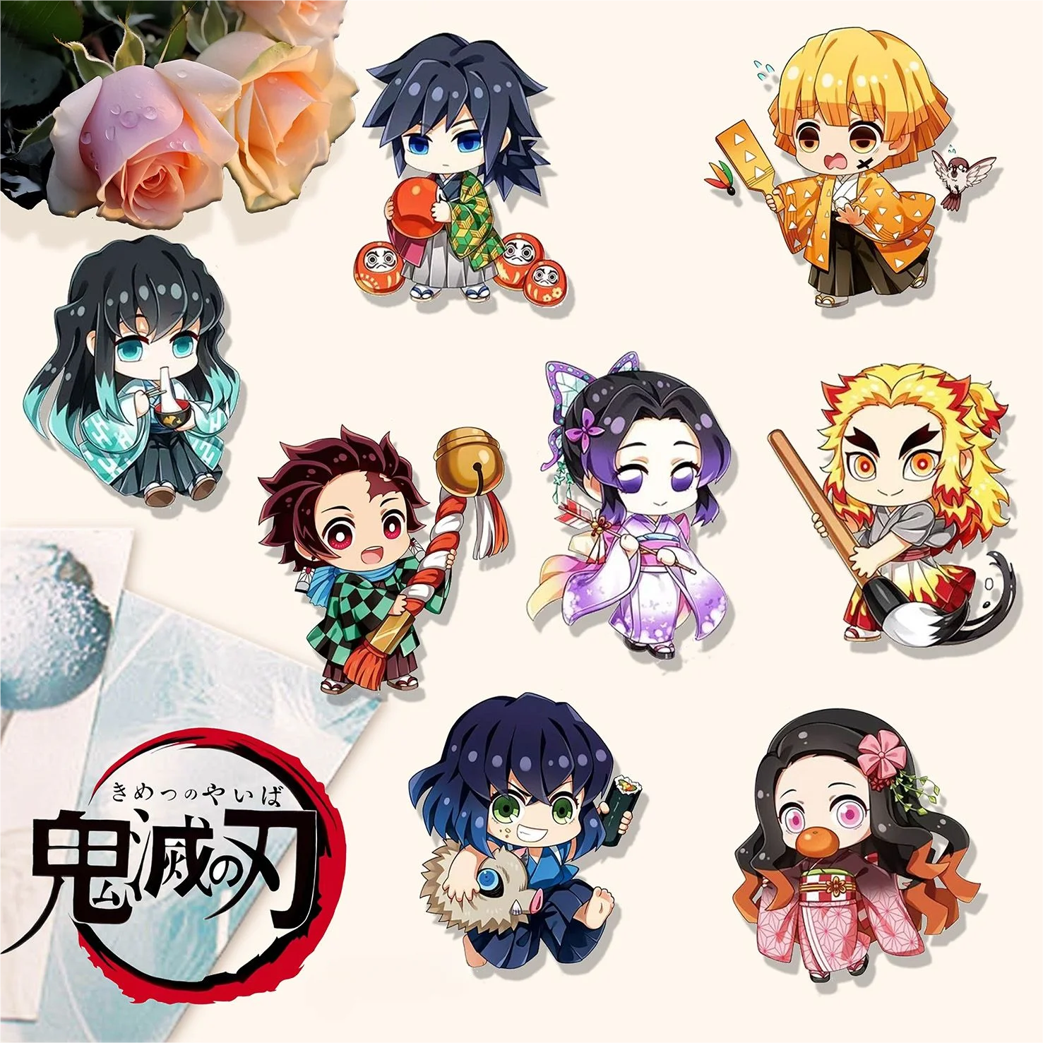 

Demon Slayer Cute Q-version Brooch Kochou Shinobu Kamado Tanjirou Agatsuma Zenitsu Badge Pendant Jewelry Anime Pins Halloween