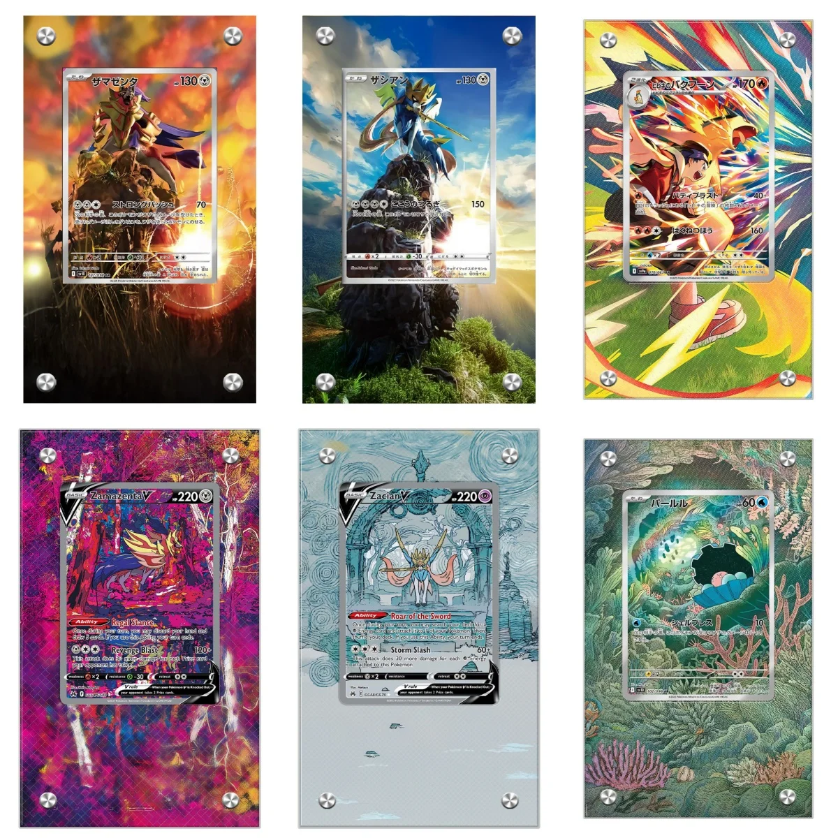 Pokemon Zacian Zamazenta Meowth акриловая расширенная картина застрявшие кирпичи аниме классика игровая коллекция подставка для карточек подарок