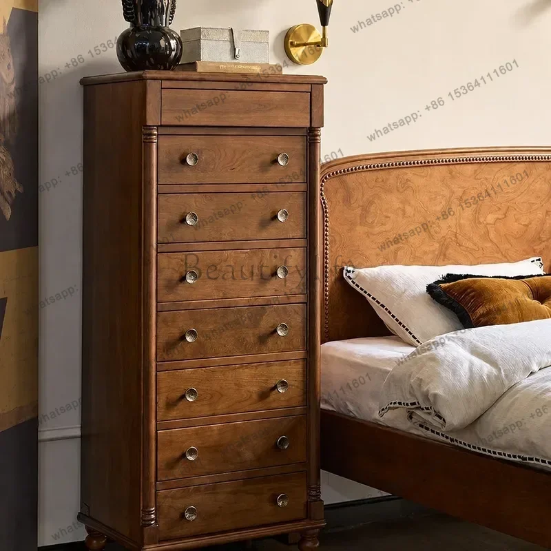 Best Sellers Chinese Antique Chest Cabinet All Solid Wood Narrow Side Cabinet Retro Handmade Dental Cabinet With Drawers For Sto