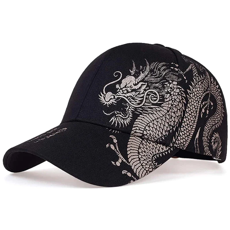 Unisex Golden Dragon Printing Baseball Caps Adjustable Casual Hats Spring and Autumn Outdoor Sunscreen Hat