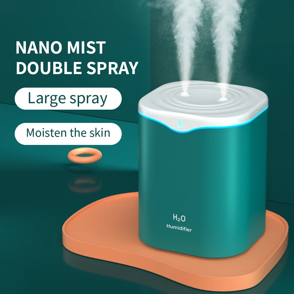 2L capacity 2W USB charging dual spray humidifier large capacity long lasting moisturizing low power energy saving and safe